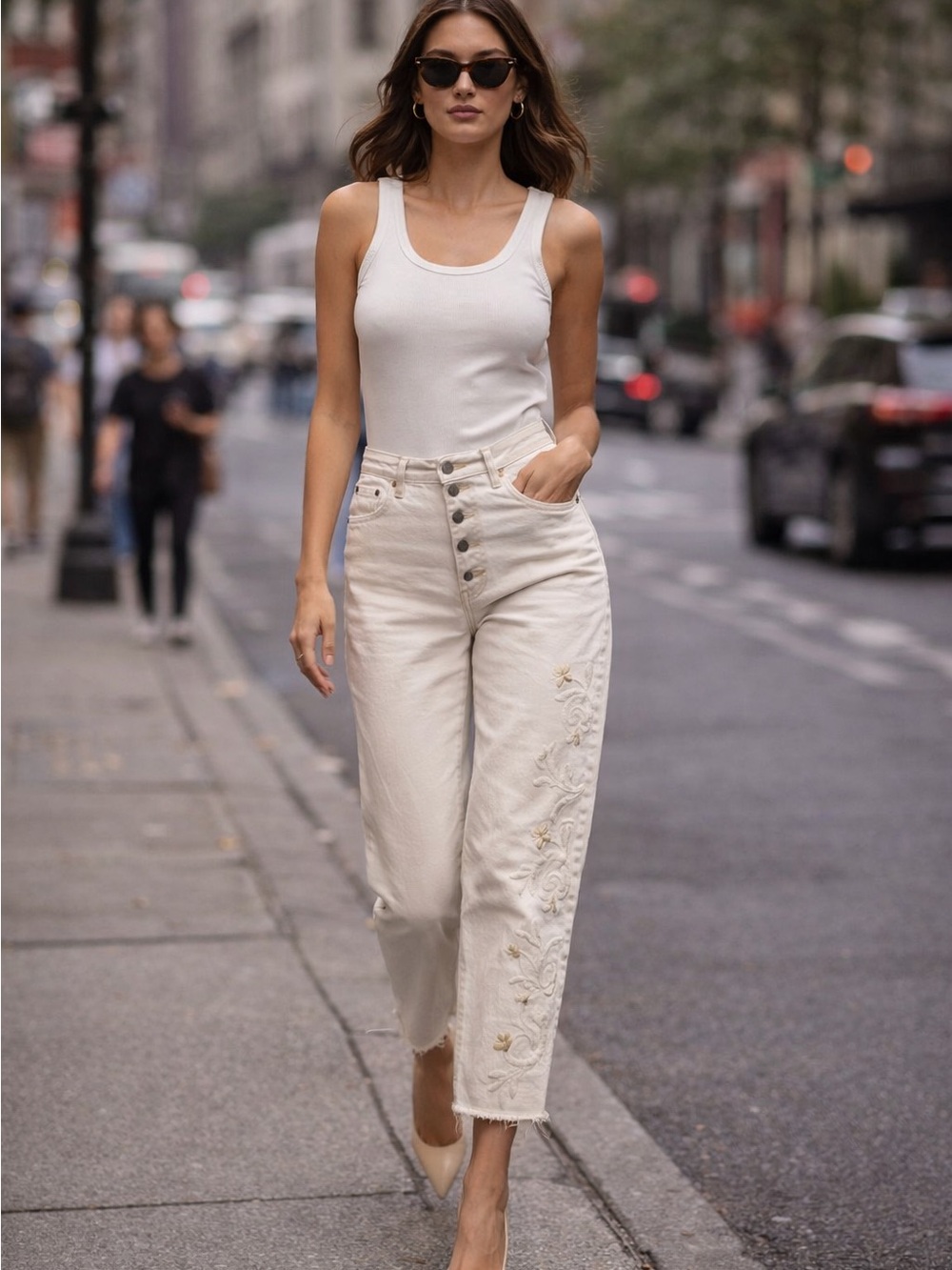 Citizens of Humanity Liya High Rise Classic Crop Embroidered Jeans Size 31 NWT